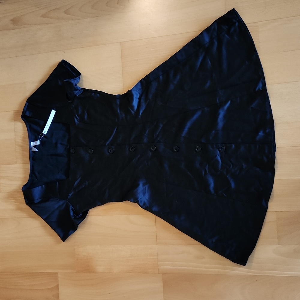Polyester square neckline. Black midi dress. Size US 4.